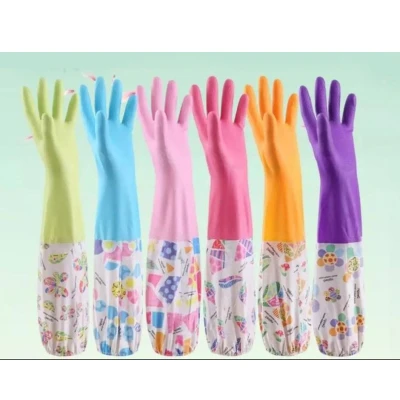 High Quality Full Hand Printed Dish Washing Gloves (Multicolor)