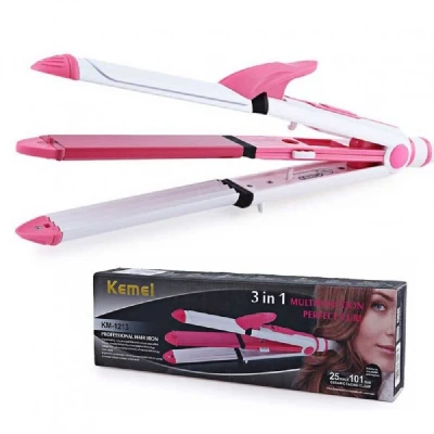 Kemei KM-1213 (3 in 1)Hair Straightener and Hair Curler