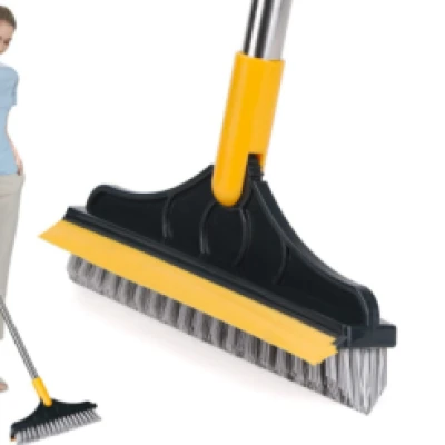2 In 1 Bathroom Long Handle Brush Bristles Floor Ceramic Tile Wall Seam Scrub Toilet