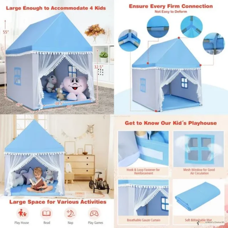 Castle tent house Large Playhouse multicolor - With 25 ball
