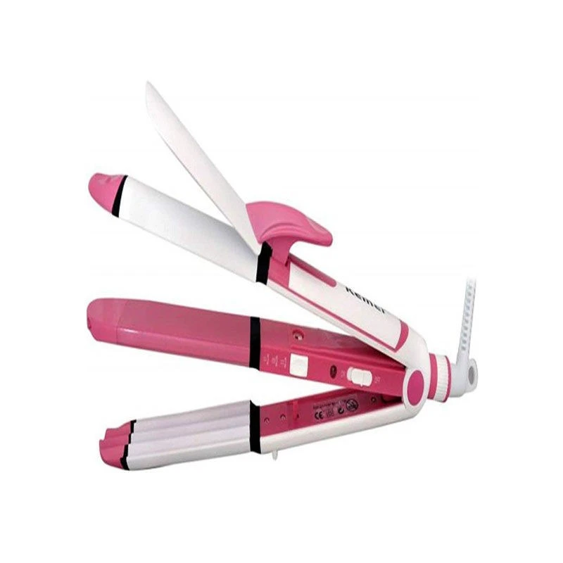 Kemei KM-1213 (3 in 1)Hair Straightener and Hair Curler