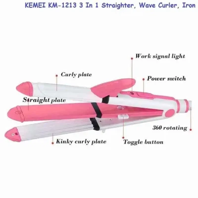 Kemei KM-1213 (3 in 1)Hair Straightener and Hair Curler secondary