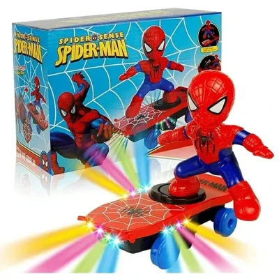 Spider Sense Spiderman Scooter Electric Car Rotating Rock Music Light Car Toys