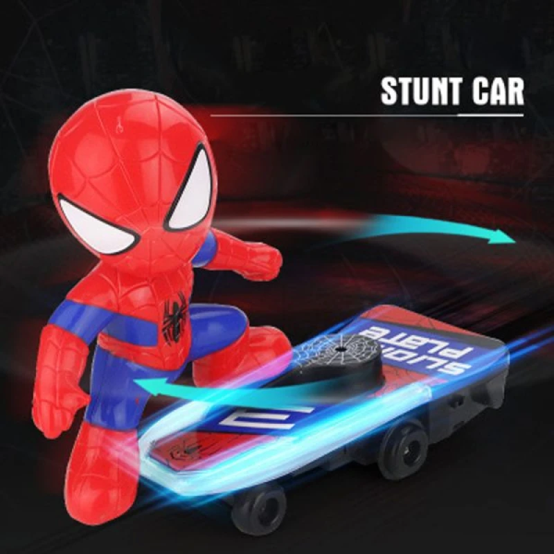 Spider Sense Spiderman Scooter Electric Car Rotating Rock Music Light Car Toys