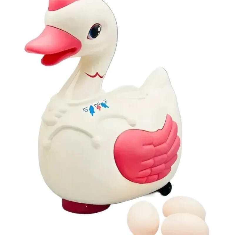 Electric Crawl Goose and Go Walking Parrot Laying Parrot Cygnet Toy with Lights Sound Music for Kids Boys Girls Egg Duck Toy