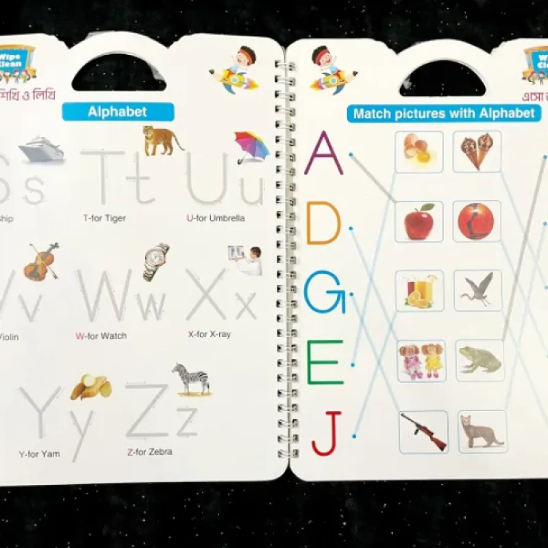 Kids Wipe Clean Activity Book for Learning, Reading and Writing Both in a book, All subject