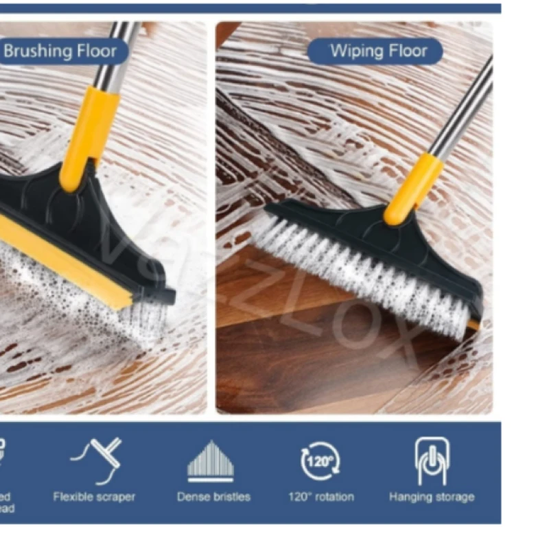 2 In 1 Bathroom Long Handle Brush Bristles Floor Ceramic Tile Wall Seam Scrub Toilet