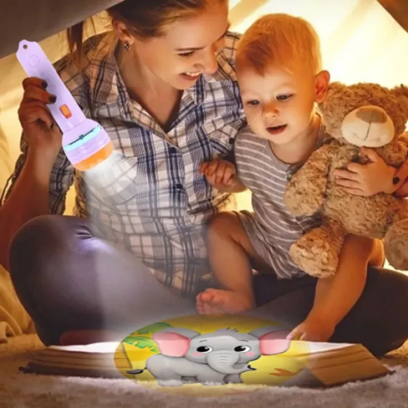 Mini Projector Torch Kids Flashlight Story book Educational Light-up Toys