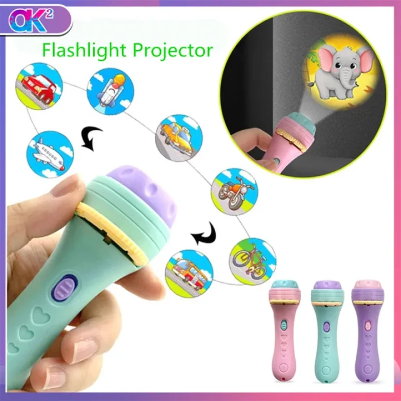 Mini Projector Torch Kids Flashlight Story book Educational Light-up Toys