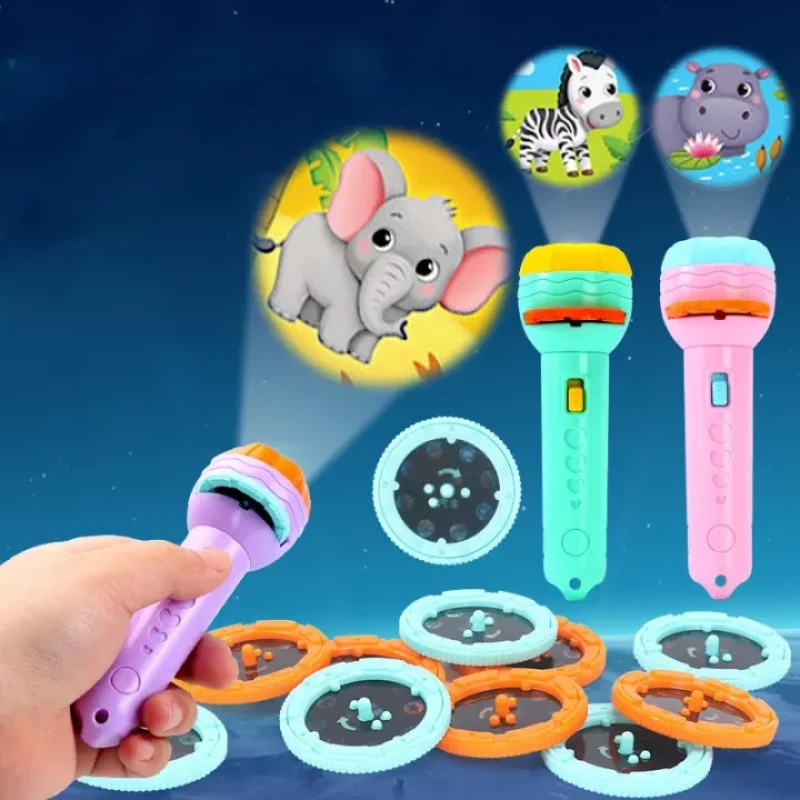 Mini Projector Torch Kids Flashlight Story book Educational Light-up Toys