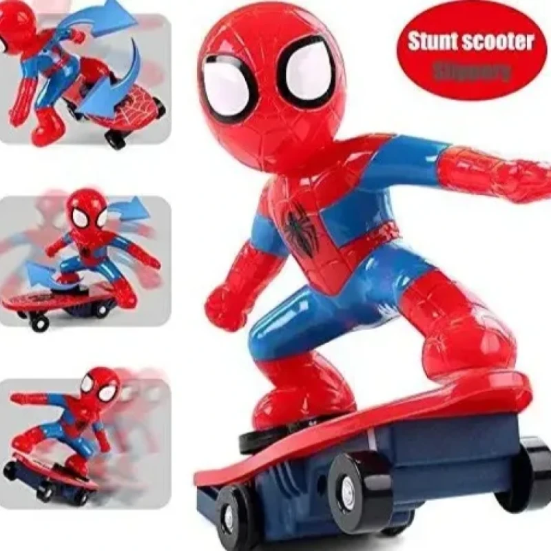 Spider Sense Spiderman Scooter Electric Car Rotating Rock Music Light Car Toys